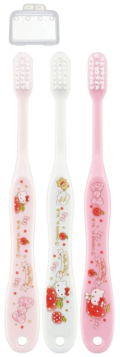 SKATER Lot de 3 brosses à dents souples pour les enfants de l'école primaire Hello Kitty Happiness Girl