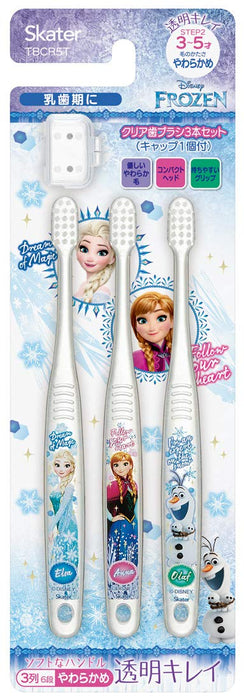 SKATER Lot de 3 brosses à dents souples transparentes pour les enfants de la maternelle Frozen