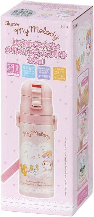 Skater My Melody Yasashii Music 470Ml Stainless Steel Japan Water Bottle For Girls Sdc4-A
