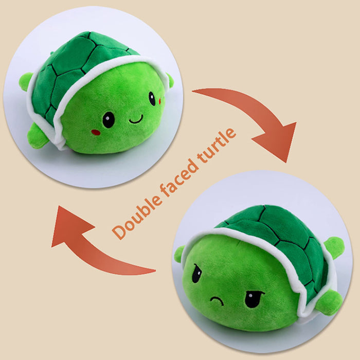Slinx Plüschtier Wütendes Gesicht Lustige Schildkröte Grün 15cm Japan Wendbares Geschenk