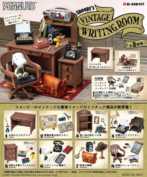 RE-MENT Snoopy'S Vintage Writing Room 8 Pcs Box