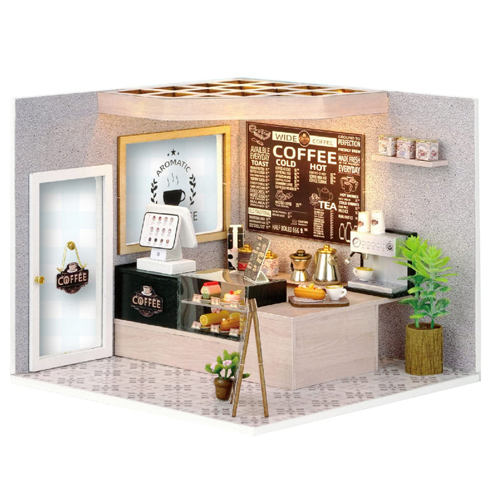 Spilay 1/24 Kit de maison de poupée en bois + lumière LED couvercle anti-poussière jouet puzzle 3D 14+