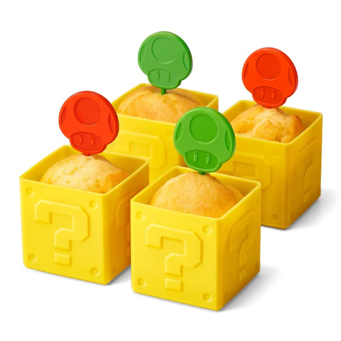 NINTENDO Super Mario Home &amp; Party Muffin Cup-Frageblock &amp; Pick Super Mushroom / 1Up