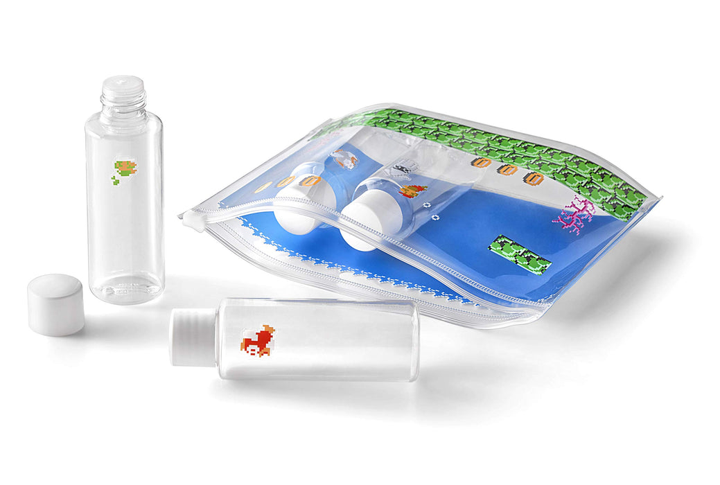 NINTENDO Super Mario Travel Clear Pouch &amp; Mini Bottle Set Unterwasserwaage