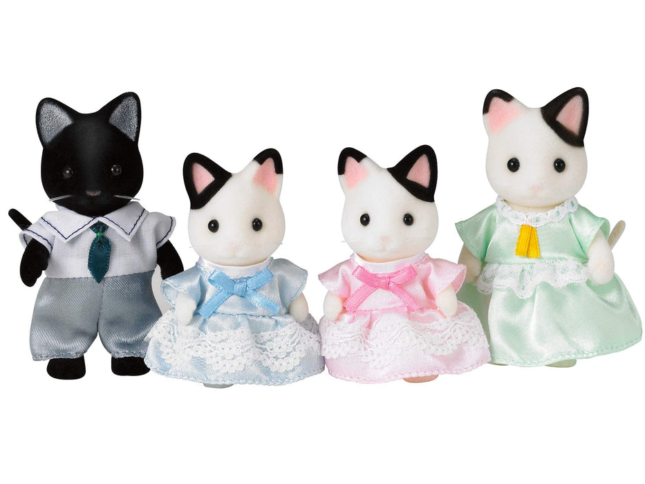 Epoch Sylvanian Families Katzenfamilie, Spielzeug-Puppenhaus, Anthrazit, FS-05, Alter 3+