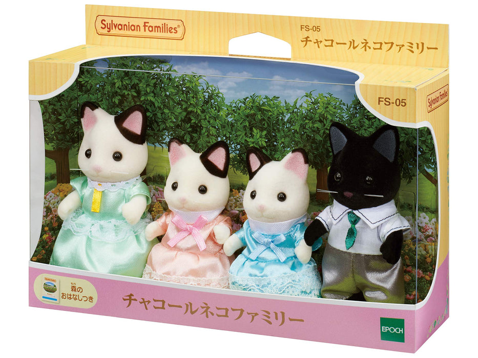 Epoch Sylvanian Families Charcoal Cat Family Toy Dollhouse Fs-05 - Age 3+