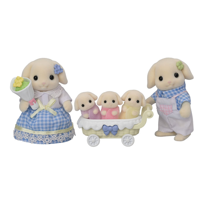 Epoch Sylvanian Families Flora Rabbit Family Dollhouse Toy FS-50 Certified for Ages 3+