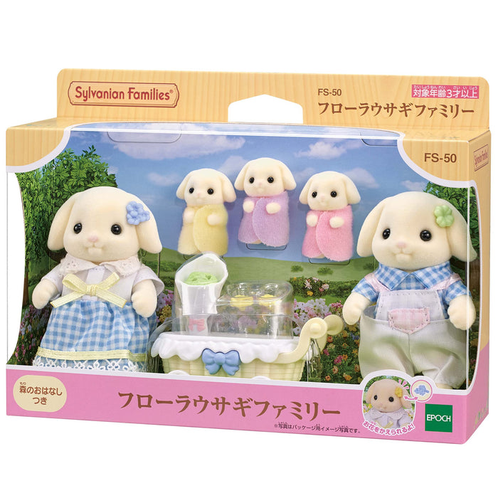 Epoch Sylvanian Families Flora Rabbit Family Dollhouse Toy FS-50 Certified for Ages 3+