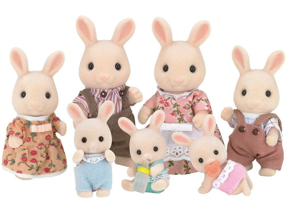 Epoch Sylvanian Families Milk Rabbit Family Dollhouse Toy for Ages 3+ FS-09