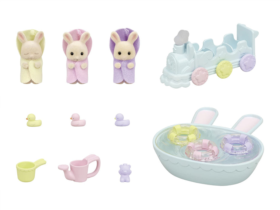 Epoch Sylvanian Families Doll & Furniture Bath Set Milk Rabbit Mitsugo-Chan Age 3 and Up