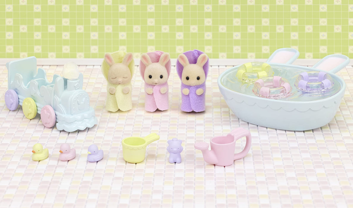 Epoch Sylvanian Families Doll & Furniture Bath Set Milk Rabbit Mitsugo-Chan Age 3 and Up