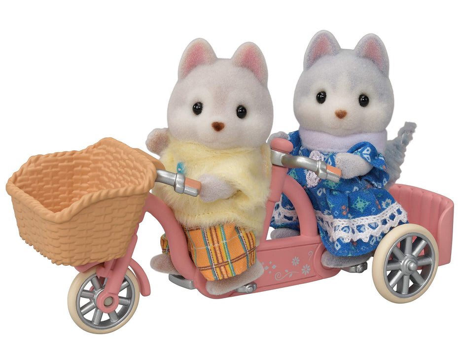 Epoch Sylvanian Families Husky Siblings Cycling Doll and Furniture Set Age 3+