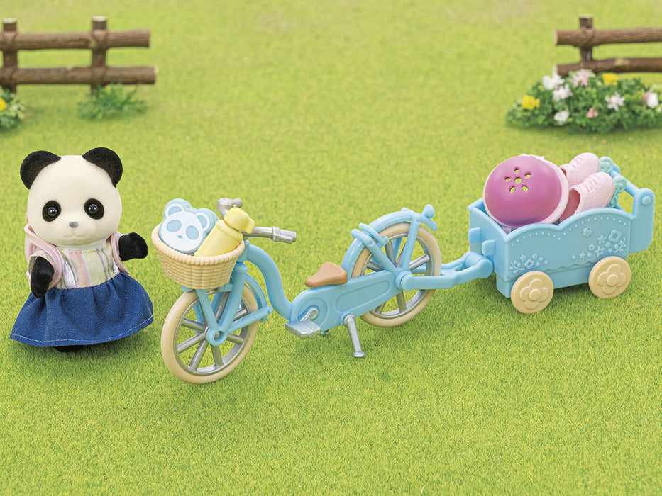 Epoch Sylvanian Families Doll Set with Furniture Panda Girl Cycling St Mark-Certified for Ages 3 Up