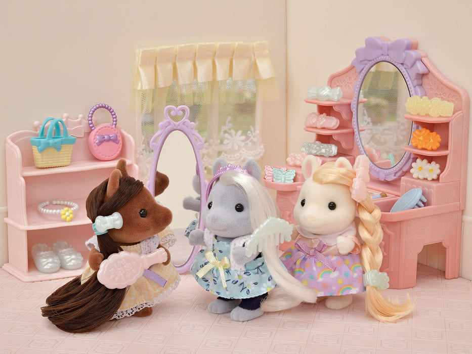 Epoch Sylvanian Families Stylish Pony Hair Salon Set St Mark Certified Toy for Ages 3+
