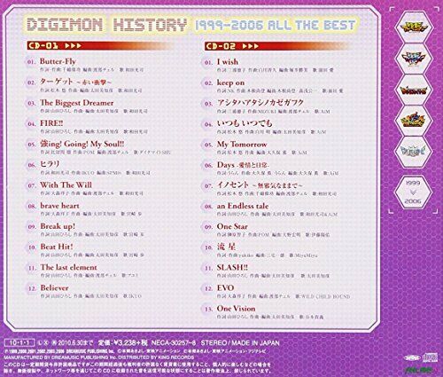 Tyentertainment Cd Digimon History 1999-2006 Tous les meilleurs