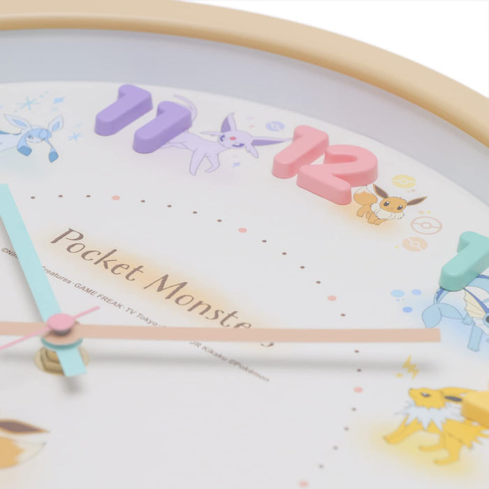 Ts Factory Wall Clock Beige Pokemon Eevee Friends Analog Quiet Continuous Second Hand 2926223