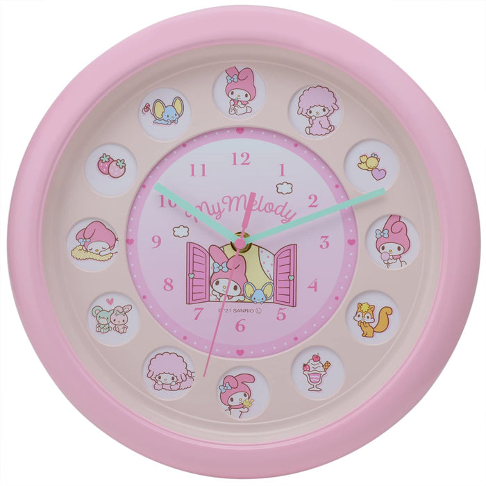 Ts Factory Wall Clock Pink My Melody Round Window Wall Clock Analog Silent Continuous Second Hand Sr-5520321Mm