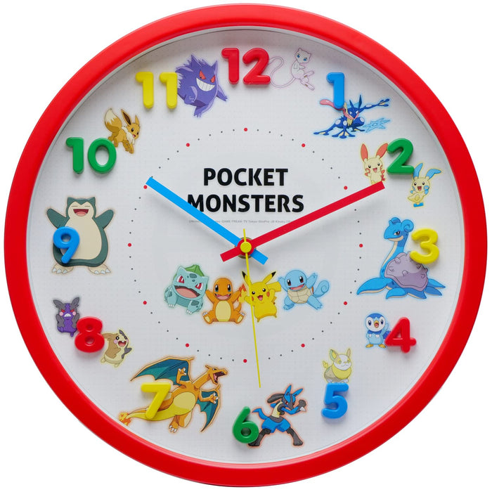 Ts Factory Wall Clock Red Pokemon Analog Quiet Continuous Second Hand 3D Dial 2926-199