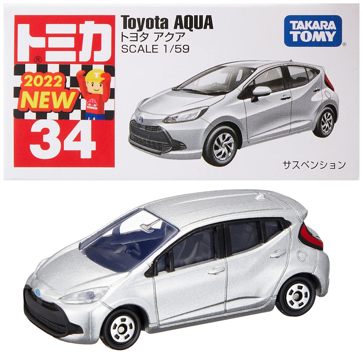 Takara Tomy Tomica No.34 Toyota Aqua Mini Car Toy for Boys 3+ Safety Standard Boxed
