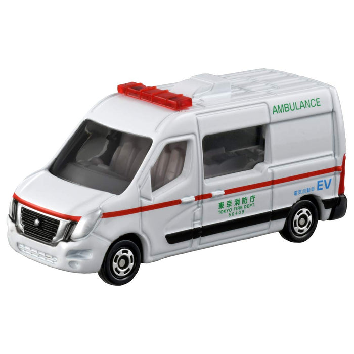 Takara Tomy Tomica Nissan NV400 Ev Krankenwagen Japanisches Krankenwagenspielzeug aus Kunststoff