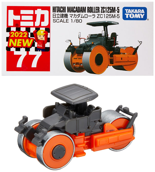 Takara Tomy Tomica No.77 Mini Car Toy with Hitachi Construction Macadam Roller Zc125M-5 Ages 3+