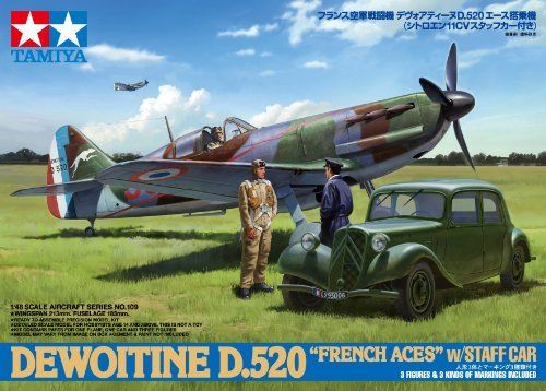 Tamiya 1/48 Dewoiten D.520 French Aces W/stsff Automodellbausatz