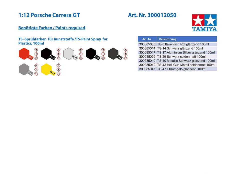 Tamiya 1/12 Big Scale Series No.50 Porsche Carrera Gt Plastic Model 12050