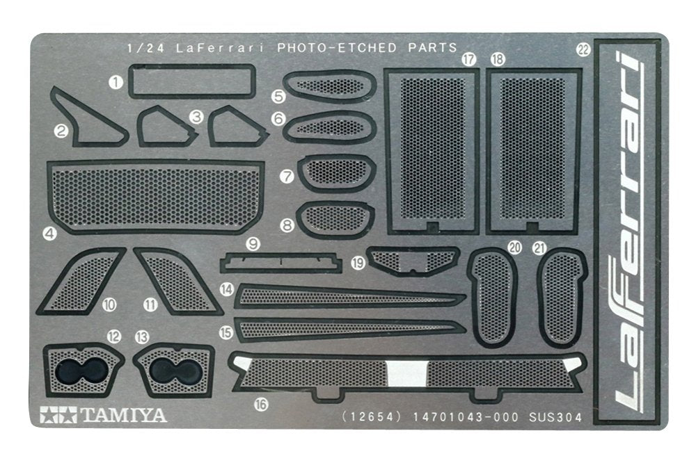 Tamiya 1/24 Detail Up Parts Series No.54 La Ferrari Ensemble de pièces photogravées Pièces de modèle en plastique 12654