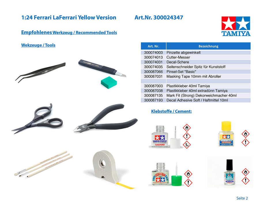 TAMIYA 24347 Laferrari Yellow Version 1/24 Scale Kit