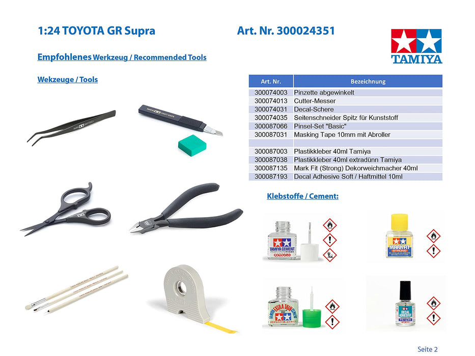Tamiya 24351 Toyota Gr Supra 1/24 Japanese Plastic Model Kit Scale Sport Cars