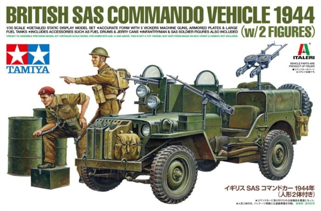 Tamiya 1/35 Scale Limited Edition British Army Sas Command Car 1944 (Avec 2 poupées) Modèle en plastique 25423 Couleur de moulage