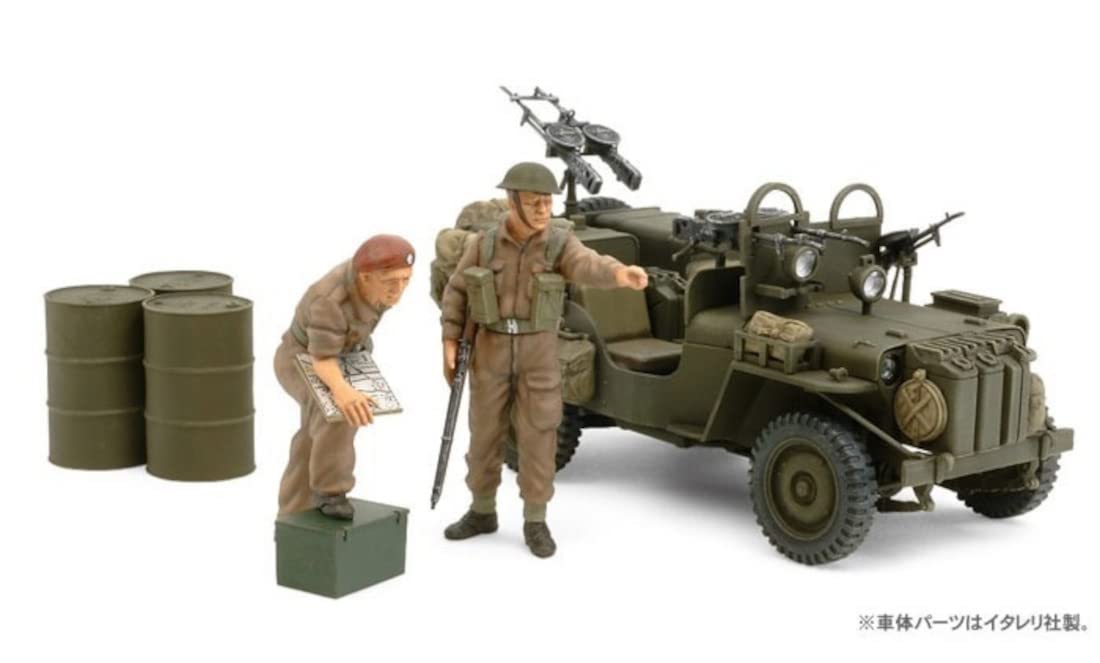 Tamiya 1/35 Scale Limited Edition British Army Sas Command Car 1944 (Avec 2 poupées) Modèle en plastique 25423 Couleur de moulage