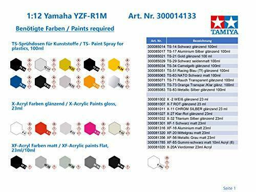 Tamiya 14133 1/12 Yamaha Yzf-r1m 2018 Spec