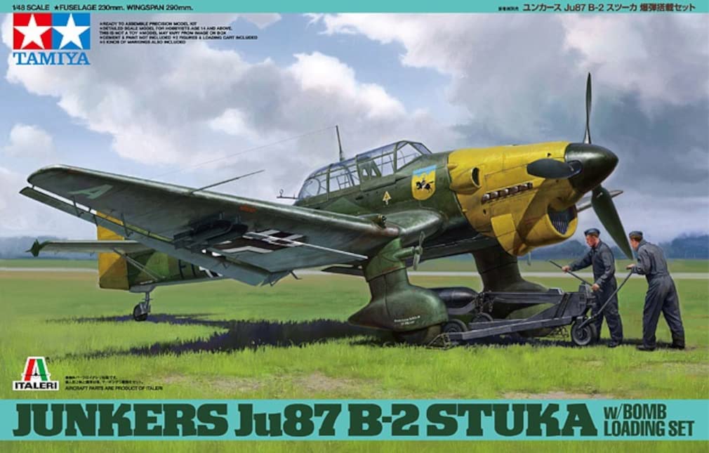 TAMIYA 1/48 Junkers Ju87 B-2 Stuka avec ensemble de chargement de bombes modèle en plastique