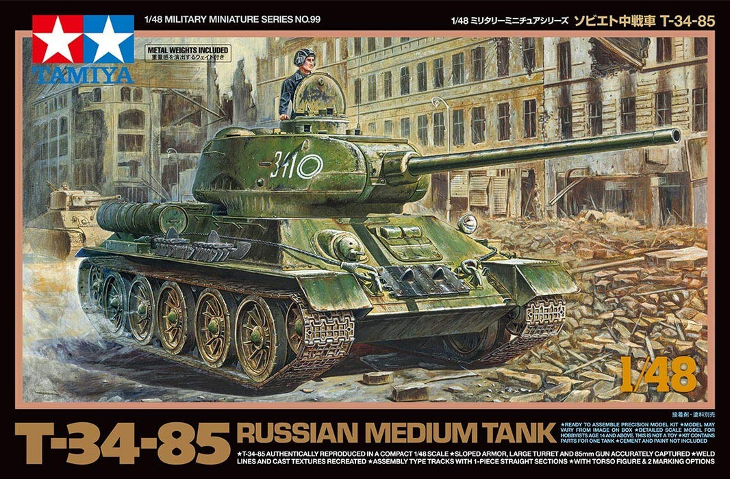 TAMIYA 1/48 Russian Medium Tank T34-85 Plastic Model