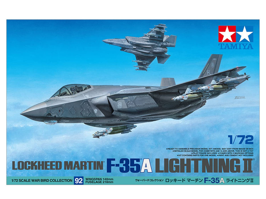 Tamiya F-35A Lightning Ii 1/72 Warbird Collection Modèle en plastique 60792 - Fabriqué au Japon