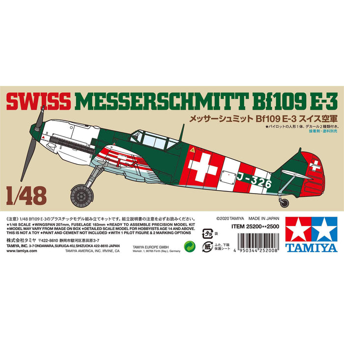 TAMIYA 25200 Schweizer Messerschmitt Bf109 E-3 Maßstab 1/48 Bausatz