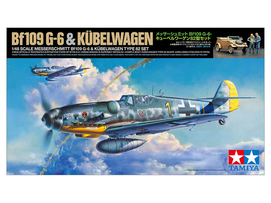 TAMIYA 25204 1/48 Messerschmitt Bf109 G-6 &amp; Kubelwagen Type 82, modèle en plastique