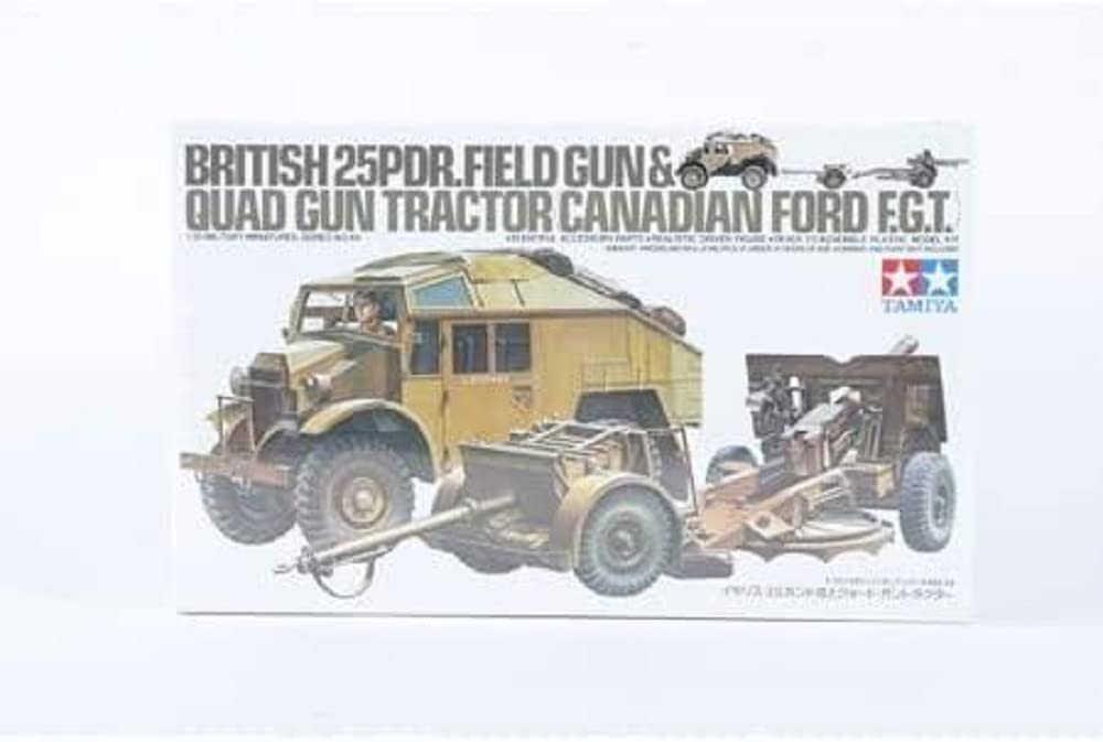TAMIYA 35044 Britische 25 Pndr. Field Gun &amp; Quad Gun Tractor Bausatz im Maßstab 1:35