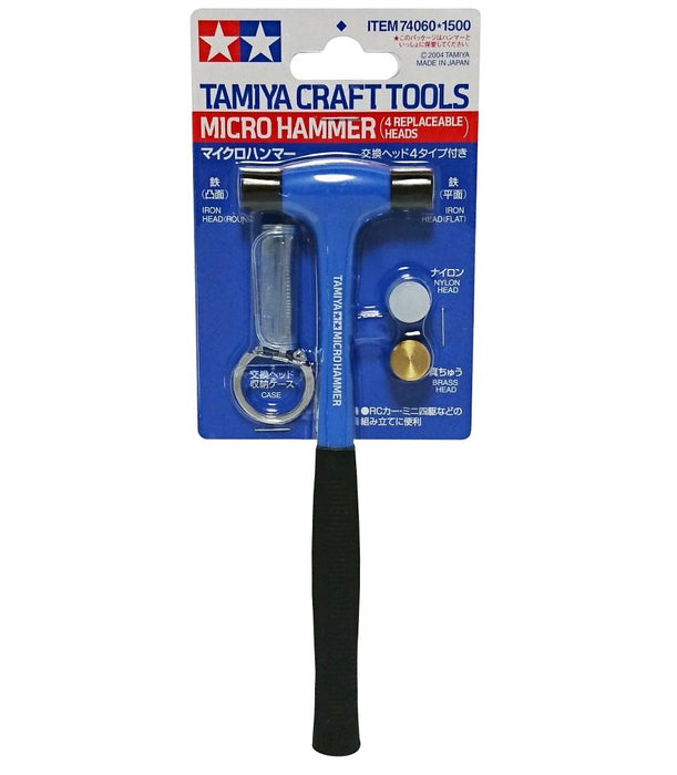 TAMIYA 74060 Craft Tools Micro Hammer, 4 austauschbare Köpfe