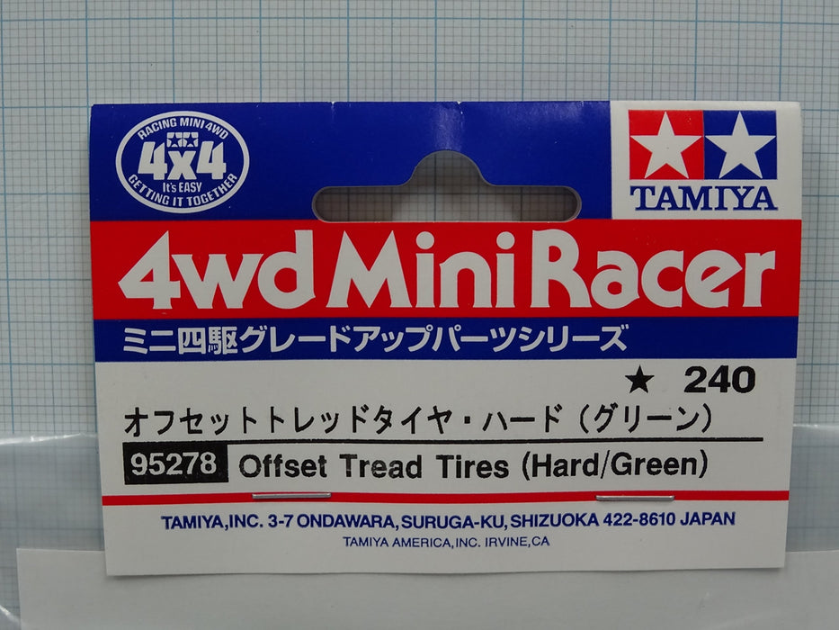 TAMIYA 95278 Mini 4WD Reifen mit versetztem Profil, hart/grün