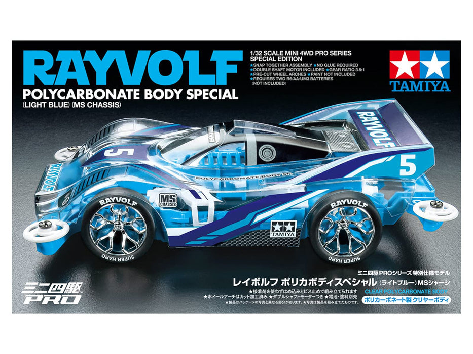 TAMIYA 95572 Mini 4WD 1/32 Rayvolf Polycarbonat Body Special Light Blue Ms Chassis