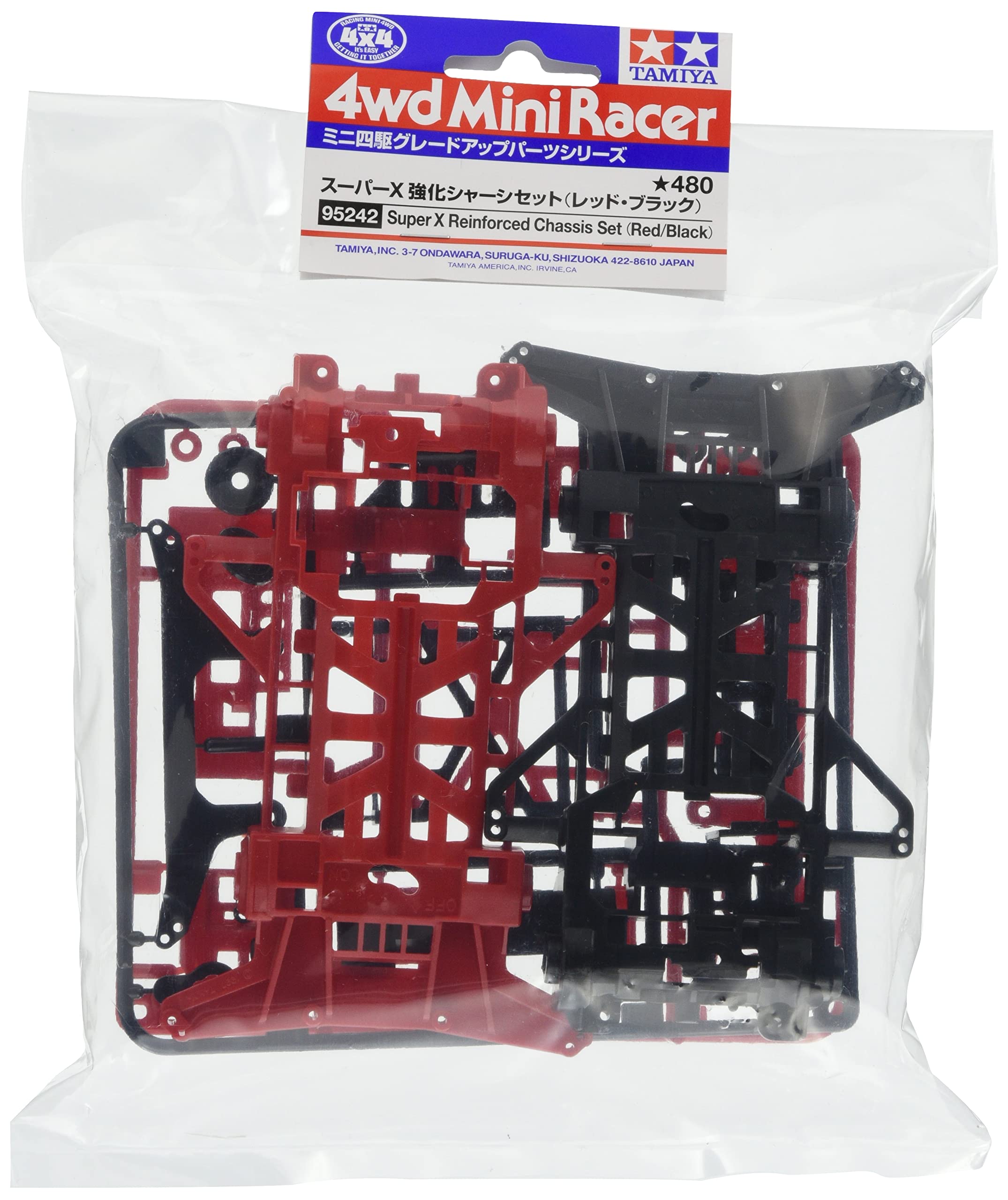 TAMIYA 95242 Mini 4Wd Super X Reinforced Chassis Set Red/Black