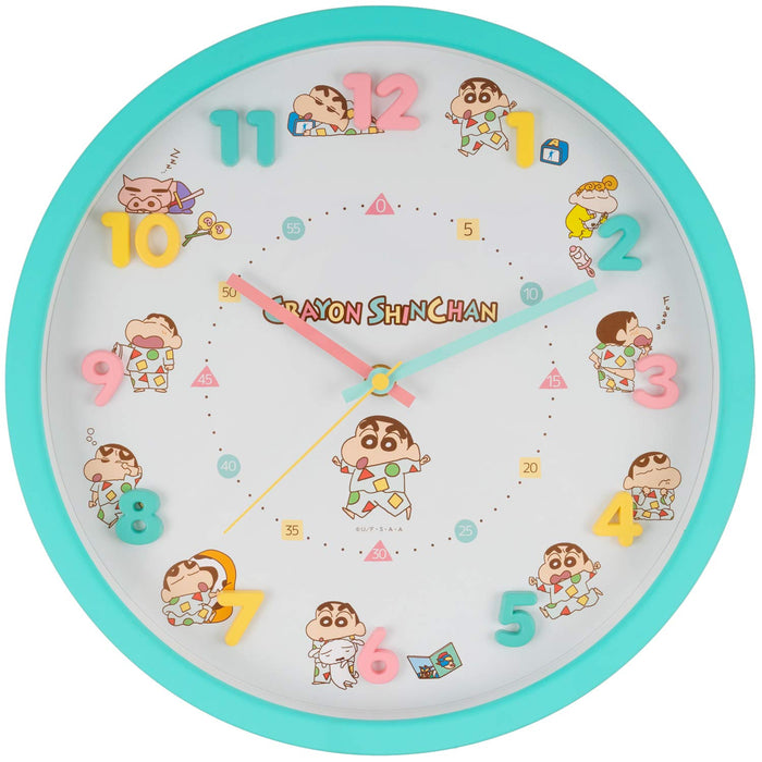 T'S FACTORY Crayon Shin-Chan Wanduhr Pyjama gemustert Grün