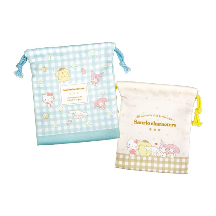 T'S Factory Sanrio Drawstring Bag Set Of 2 Sanrio Characters Flower