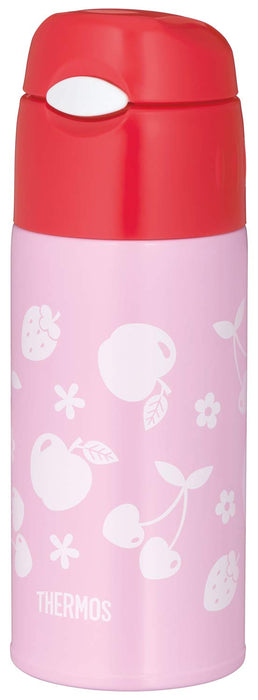 Thermos FHL-402F Water Bottle Vacuum Insulated Straw 400ml Pink Red