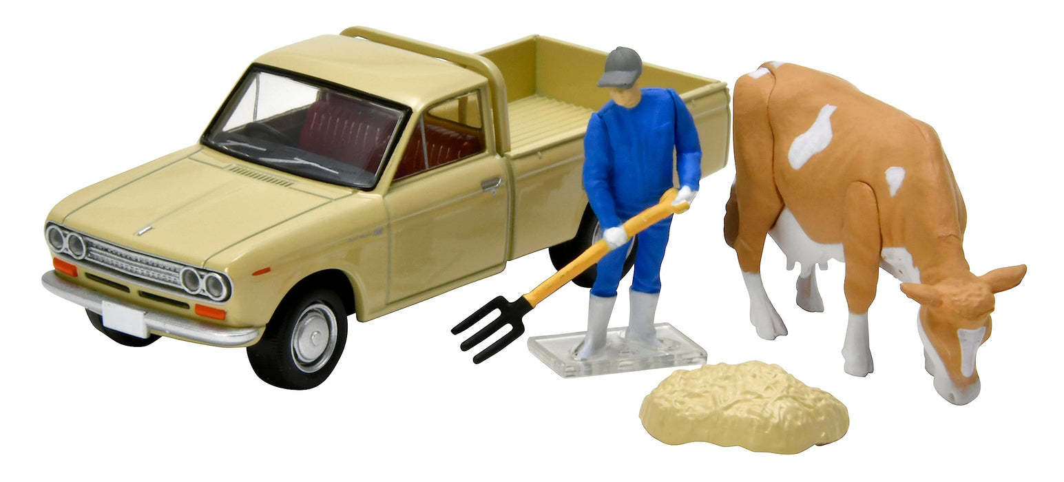 Tomytec Tomica Limited Vintage Datsun 1300 Truck Light Brown 1/64 Scale with Figure