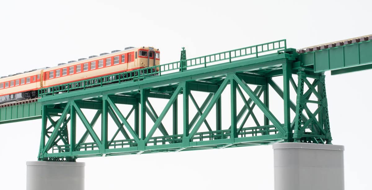 Tomytec Tomix N Gauge Pont en treillis à voie unique S280 Vert foncé avec 2 piliers Modèle ferroviaire 3267