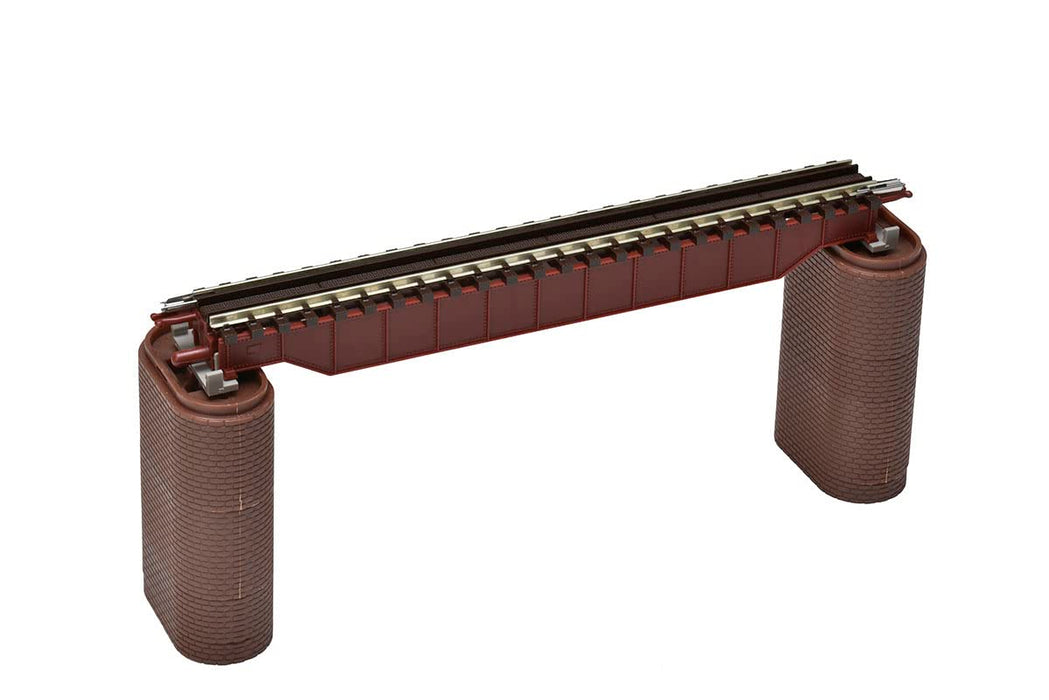 Tomytec Tomix N Gauge Pont à poutres supérieures rouge S140 avec jetée en brique - Modèle ferroviaire 3255 2 pièces