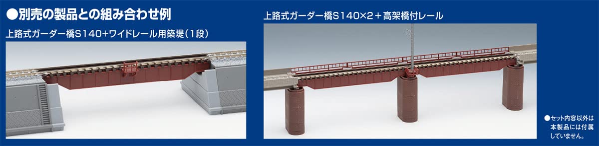 Tomytec Tomix N Gauge Red Upper Girder Bridge S140 with Brick Pier - 3255 Railway Model 2 Pieces